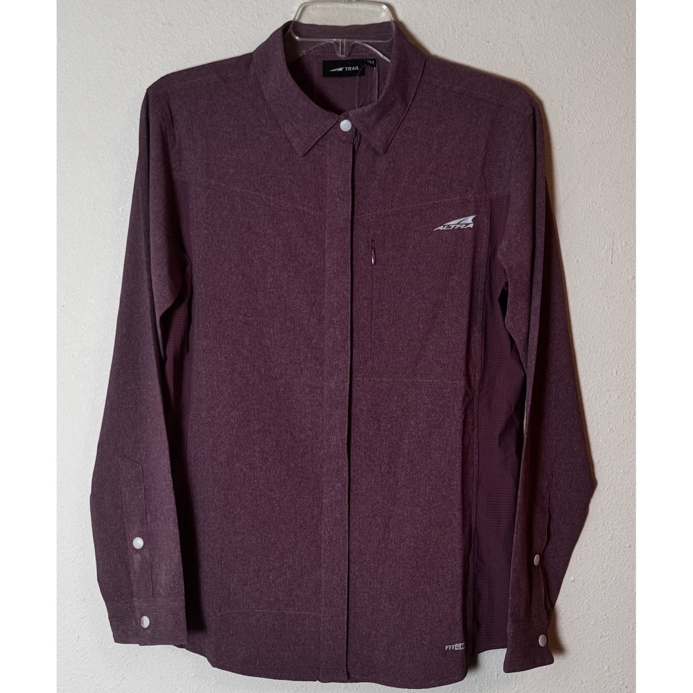 Altra Trail Fit4Her Hiden Snap Shirt Women's Small Maroon Long Sleeve Hiking NWT